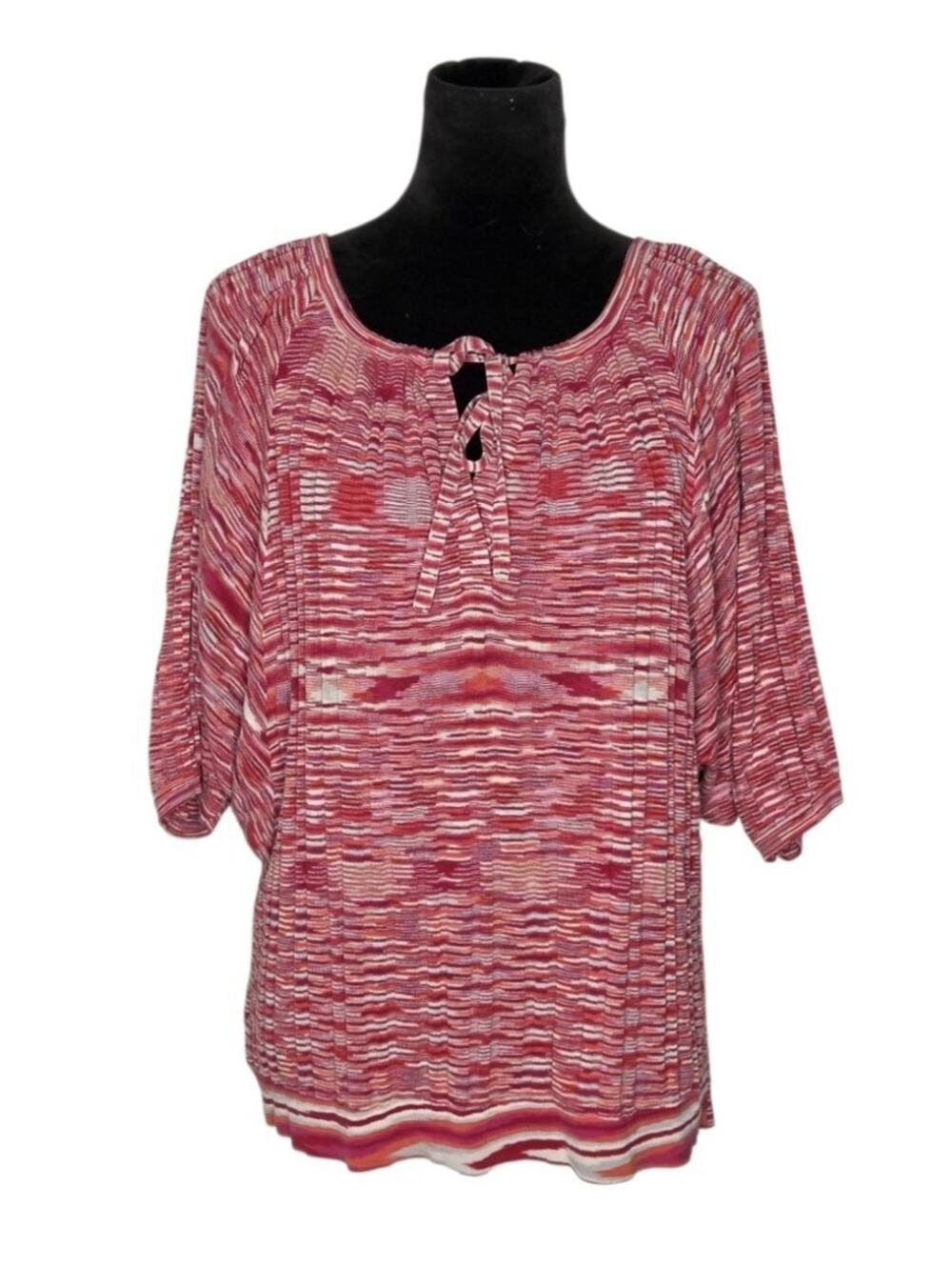 BCBGMaxAzria Azlea Silk Cotton Space Dye Knit Blouse Dolman Sleeve Size S Boho